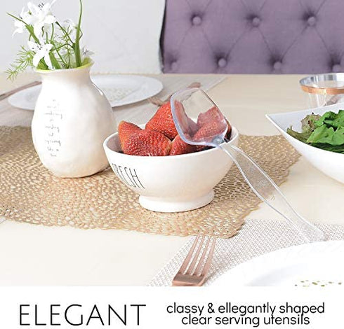 Plasticpro Disposable Plastic Serving Spoons Durable Heavy Duty Premium Serving Utensils Clear Pack of 4