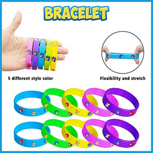 (NEW UPGRADE) Birthday Party Favors Set,82 pcs Birthday Party Supplies for Kids include 12 Masks,10 Sonic Pins and 50 Stickers,Best for Fill Up the Birthday Gift Bags