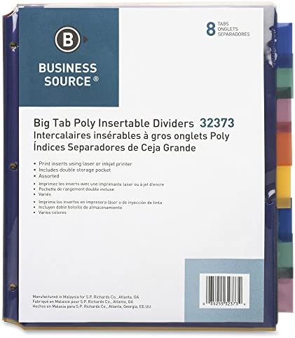 Business Source Double Pocket Index Dividers (32373), Multicolor (BSN32373)