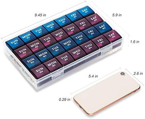 XL Monthly Pill Organizer 1 Time a Day, 28 Day Pill Box Once a Day, 4 Week Pill Case Large Compartments, Yaklim Weekly Vitamin Organizer Extra Large, Medicine Container for Daily Pill Keeper