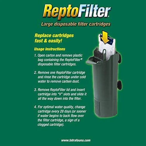 TetraFauna ReptoFilter Filter Cartridges 3 Count, Size Large, Filter Cartridge Refills
