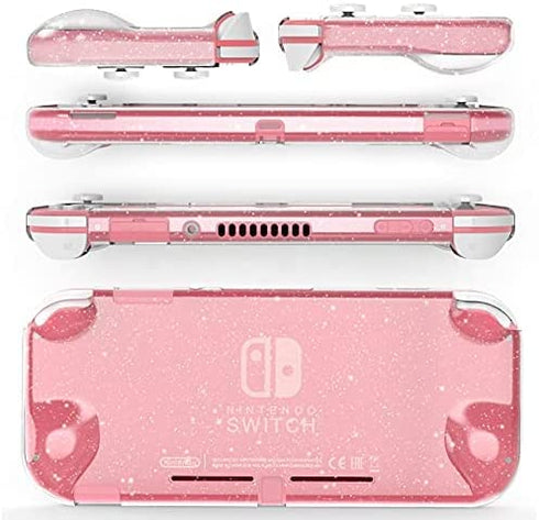 HEYSTOP Switch Lite Pink Cover Case for Girls, Glitter Bling TPU Protective Case with HD Tempered Glass Screen Protector and Thumb Grips with Shock-Absorption/Anti-Scratch Design - Glitter Bling