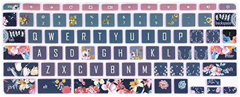 SANFORIN Silicon Keyboard Cover Skin for HP Chromebook 11 x360 11.6", Chromebook 11 G2/G3/G4/G5/G6 EE/G7 EE 11.6’’, HP Chromebook 14-ca 14-ak 14-X Series,HP Chromebook 14 G2 G3 G4,Red Flower