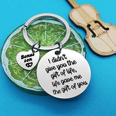 Bonus Son Keychain I Didn't Give You The Gift of Life Life Gave Me The Gift of You Key Ring Son in Law Gifts Stepson Gifts Adoption Gift