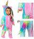 BDDOLL 18 Inch Doll Clothes-Rainbow Unicorn Doll Costume Onesie Pajama with Hair Bows Little Angel Wings Fits 18 Inch Girl Doll Accessories