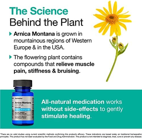 VitaMedica | Arnica Montana | 30X | HPUS | Made in USA | Plant Based | Bruising | Swelling & Inflammation | Muscle Pain Relief | Post Surgery | Homeopathic Remedies | Arnica Tablets | 150 Ct