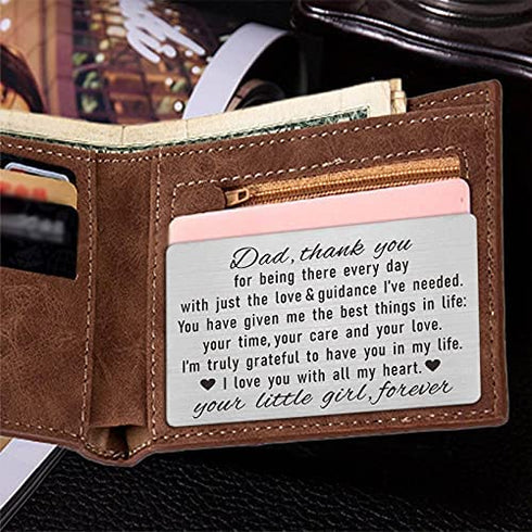 Laluminter Dad Gifts from Daughter, Thank You Dad Engraved Wallet Card Inserts, Father Fathers Day Christmas Keepsake