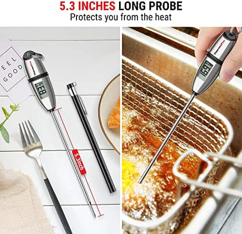 ThermoPro TP-02S Instant Read Meat Thermometer Digital Cooking Food Thermometer with Super Long Probe for Grill Candy Kitchen BBQ Smoker Oven Oil Milk Yogurt Temperature