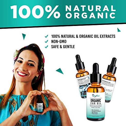Natural Mullein Ear Wax Removal Oil & Cleaner with Garlic | Pain & Earache Drops | Earwax Softener, Moisturizer & Allergy Soothing | Tinnitus, Itching, Ringing, Infections & Clogged Ears Relief