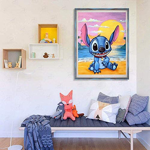 XLJ DIY 5D Diamond Painting Kits for Adults, Disney Diamond Art for Kids, Stitch Diamond Dotz Painting for Home Wall Decor 16x12 Inch (Stitch) (Stitch)