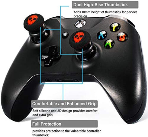 Playrealm FPS Thumbstick Extender Rubber Silicone Grip Cover 2 Sets for Xbox Series X/S & Xbox One Controller(Ghost Red)