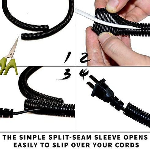 Cacovedo 30 ft Dog Cat Cord Protector Electric Wires Covers Wire Loom Tubing Protect Wires from Rabbits, Cats and Other Pets