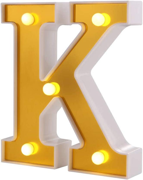 Samapet 6.3 Inch Light up Letters K LED Light Up Marquee Letters, Sign Letter 26 Alphabet with Lights for Wedding Engagement Birthday Party Table Decoration Bar Christmas Night Home Decoration (K)