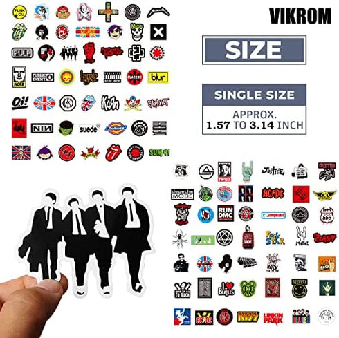 100Pcs Rock Band Stickers Music Car Stickers for Guitar Stickers Decals - Punk Rock Band Stickers Rock n Roll No Repeat, Waterproof Laptop Sticker for IPad Electric, Bass Drum Skateboard Motorcycle