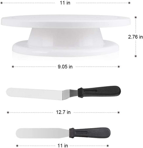 Kootek 69 Pcs Cake Decorating Tools Supplies with Cake Turntable, 50 Disposable Pastry Bags, 12 Piping Tips, 2 Icing Spatula, 3 Icing Smoother and 1 Coupler, Basic White