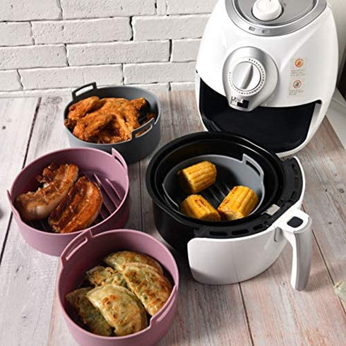 JNE Reusable Heat Resistant Food Safe Silicone Bowl/Pot for Air Fryer and Microwave (GRAY - 7.5inch in diameter)