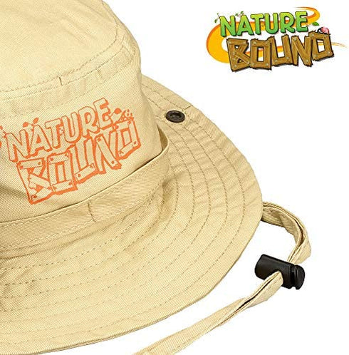Nature Bound Kids Explorer Safari Hat with Drawstring and Khaki Fabric for Boys and Girls Ages 4 +