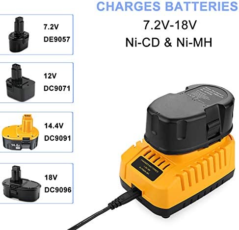 Powilling DC9310 7.2-Volt-18-Volt 1-Hour Replacement Charger for Dewalt 7.2V-18V NiCad & NiMh Battery DW9057 DC9071 DC9091 DC9096 DW9072 DW9091 DW9099
