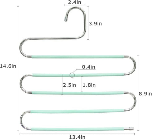 Myfolrena Pants Hangers, Updated S Shaped Hanger Non Slip Clothes Hanger Space Saving for Jeans Trousers Slacks Leggings (Teal-4 Pack)