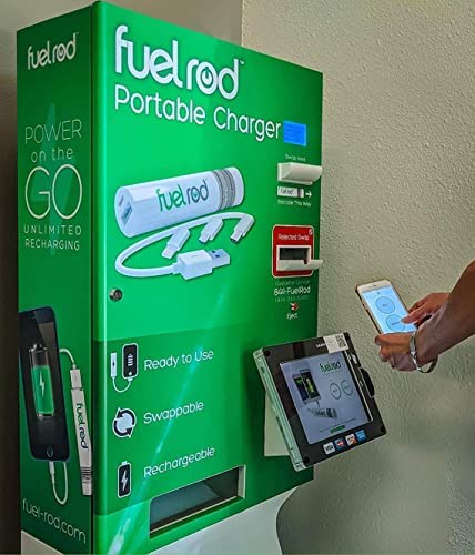 FuelRod Portable Charger Kit, with One Extra Set of Cables & Adaptors, Compatible with All Tablets, Smart Phones, Rechargeable Backup Power Bank, SWAP for Charged Rod at Kiosk