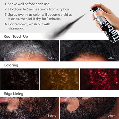 Kiss Root Cover Up Gray Concealer Spray Tintation Temporary Hair Color Spray Root Touch Up Spray Hair Dye 2.82 oz. (Black)