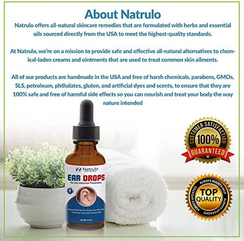 Natural Ear Drops for Ear Infection Treatment – Organic Ear Drops for Adult, Kids, Baby, Dog & Pets – Relieves Ear Aches, Itchy Ears, Infections, Swimmer's Ear, & Loosens Wax – Kids Safe, Made in USA