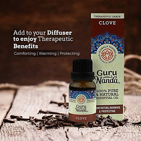GuruNanda Clove Essential Oil (2 Pack x 15 ml) - 100% Pure Therapeutic Grade, Natural Healing Oil for Oral and Dental Care, Use in Diffuser for Invigorating Spicy Scent