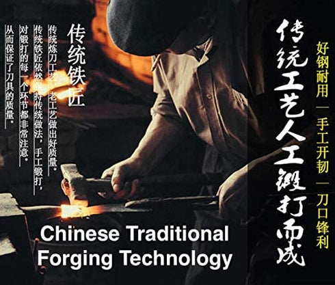 Kitory Chinese Chef Knife Traditional Forged Cleaver 7.5" Kitchen Knife for Vegetable and unfrozen meat High Carbon Clad Steel-100% handmade