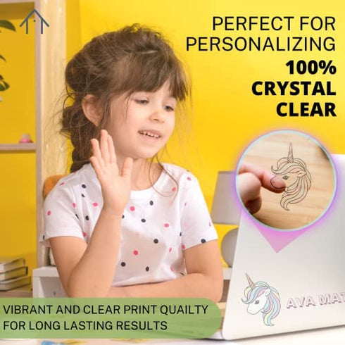 HYGGEHAUS Clear Sticker Paper for Inkjet Printer - Full Page Labels 8.5 x 11 in for Storage. Clear Printable Contact Paper for Craft and Home or Office DIY Labelling Projects. 10 Sheets