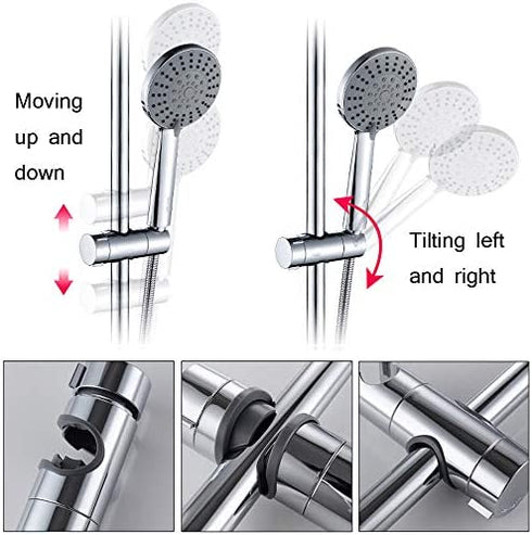 Kaxich Replacement Hand Shower Bracket for Slide Bar 18-25MM Adjustable Rail Shower Head Holder, Chrome Finished