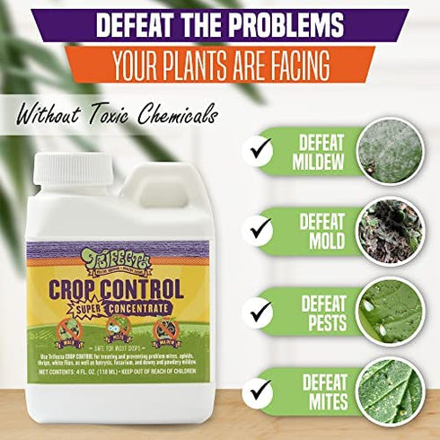 Trifecta Crop Control Super Concentrate All-in-One Natural Pesticide, Fungicide, Miticide, Insecticide, Help Defeat Spider Mites, Powdery Mildew, Botrytis, Mold, and More on Plants 4 OZ