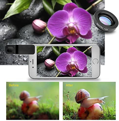 Godefa Cell Phone Camera Lens with Tripod+ Shutter Remote,6 in 1 18x Telephoto Zoom Lens/Wide Angle/Macro/Fisheye/Kaleidoscope/CPL, Clip-On lense Compatible for iPhone X 8 7 6s Plus, Samsung and More