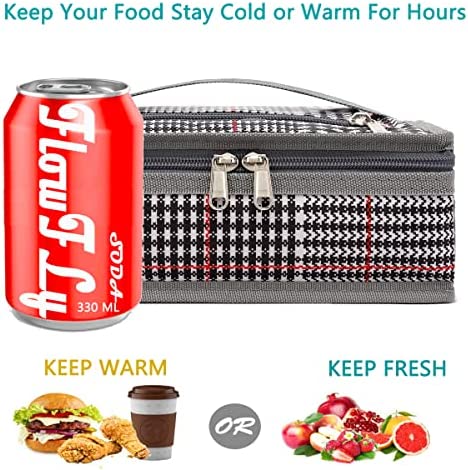 FlowFly Small Insulated Lunch box Portable Soft Bag Mini Cooler Thermal Meal Tote Kit with Handle for Work & School (W&B)