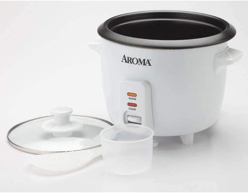 Aroma Housewares Aroma 6-cup (cooked) 1.5 Qt. One Touch Rice Cooker, White (ARC-363NG), 6 cup cooked/ 3 cup uncook/ 1.5 Qt.