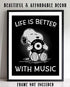"Life is Better With Music" Snoopy Quotes- Poster Print- 8 x 10" Wall Art Print-Ready To Frame. Funny Typographic Cartoon Print. Home- Office- Studio Fun Decor. Perfect Gift For All Music Lovers!