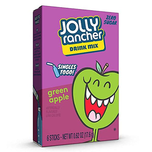 Jolly Rancher Singles-To-Go Sugar Free Green Apple Drink Mix, 6-ct (Pack of 6)