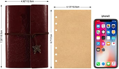 Leather Journal, MaleDen Vintage Spiral Bound Notebook Refillable Dairy Sketchbook Travel Journal to Write in with Blank Pages for Women Girls Gifts (A6, Red Brown)