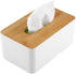 Yosooo Bamboo Tissue Box Modern Look Rectangular Paper Holder Boxes for Bathroom Dining Table Bedroom Storage Organizer(Rectangle), 21cm x 13cm x 9.8cm