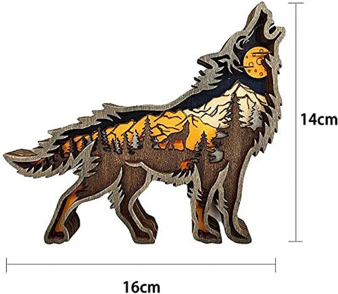 Wooden Wolf Led Light, Halloween Decoration LightsCreative Totem Decoration Halloween Home Decoration, Howling Wolf Night Light Bedside Table Lamp for Bedroom Living Room Nightstand Kids Adult