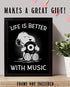 "Life is Better With Music" Snoopy Quotes- Poster Print- 8 x 10" Wall Art Print-Ready To Frame. Funny Typographic Cartoon Print. Home- Office- Studio Fun Decor. Perfect Gift For All Music Lovers!