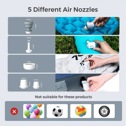 FLEXTAILGEAR Tiny Pump Portable Air Pump Ultra-Mini Air Pump with 1300mAh Battery USB Rechargeable to Inflate Deflate for Pool Floats Air Bed Air Mattress Swimming Ring Vacuum Storage Bags (Blue)
