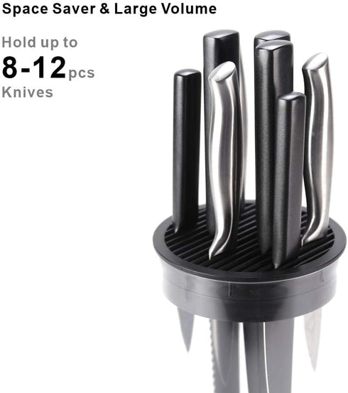 KITCHENDAO Universal Knife Block knife holder with Scissors Slot - Detachable for Easy Cleaning - For Safe, Space Saver Knife Storage With Clear Barrel - Unique Slot Design to Protect Blades