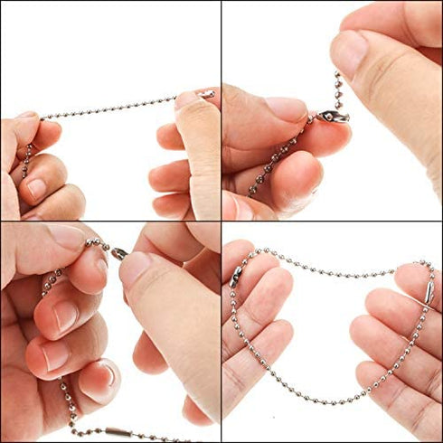 WILLBOND 150 Pieces Shower Curtain Hooks Bathroom Shower Curtain Rings Chain Keychain Ball Key Rings, 6 Inch (Silver)