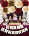 Burgundy Gold Birthday Party Decorations Burgundy Champagne Gold Tissue Pom Pom Happy Birthday Banner Burgundy Birthday Decorations for Women/Fall Birthday Party Decorations/30th Birthday Decorations