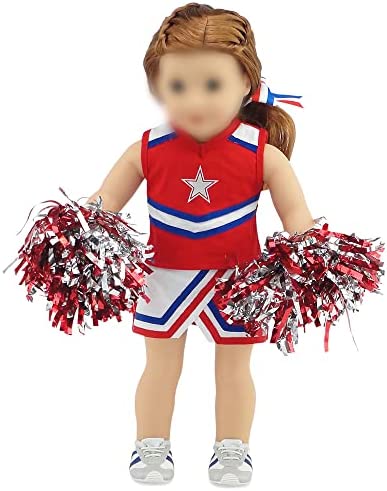 Emily Rose 18 Inch Doll Clothes Accessories | 7 PC USA 18" Doll Cheer Cheerleader Outfit Gift Set Toy Girls, Including Doll Shoes and Pom-Poms Accessory! | Fits Most 18" Dolls
