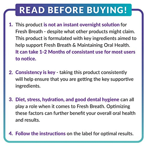 Oral Probiotics for Bad Breath Support, Oral Health Maintenance & Fresh Breath aid - 11 Probiotic Strains, Digestive Enzymes - Supportive Oral Probiotics - Includes Tongue Scraper - 2 Month Supply