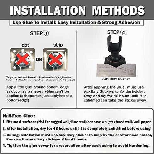 Shower Head Holder Adjustable Handheld Shower Head Bracket Adhesive Shower Wall Mount Holder Brass Shower Wand Holder Oil-Rubbed Bronze, Drill Free Glue Installation
