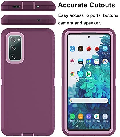 Tiflook for Samsung Galaxy S20 FE 5G Case, Heavy Duty Shockproof Armor Protective Hard Plastic Cover + Silicone Bumper Dual Layer Hybrid Phone Case for Samsung Galaxy S20 Fan Edition, Pinkish Purple