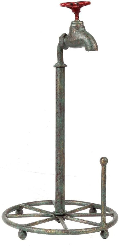 Lily's Home Vintage Rustic Kitchen Paper Towel Roll Holder, Country Design Crafted from an Old Spigot, Holds Standard Size Rolls, Green Patina