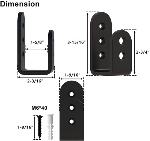 skysen Upgrade Door Security Barricade Brackets,Thickness-1/4" Drop Open Bar Holder Steel U Bracket fit for 2 x 4 Lumber,Carbon Steel,Black(fdzj-1)